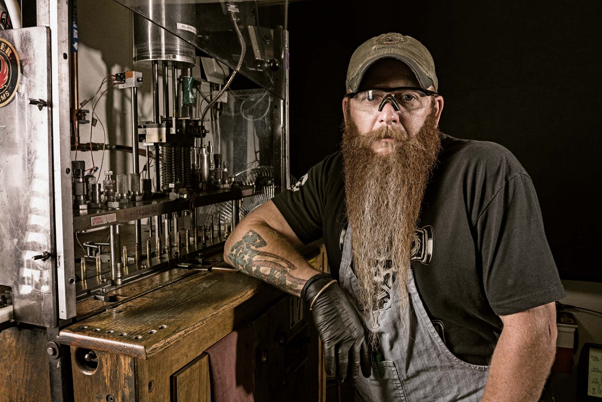 Leaning Machinist Aaron C. Packard Photography Advertising